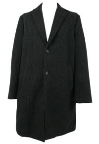 Pánsky tmavosivý kockovaný flaušový kabát Zara