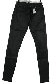 Nové - Pánske čierne potiahnuté é nohavice Boohoo vel. 34R