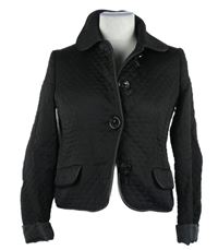 Dámský černý vzorovaný lehce zateplený kabátek h&M