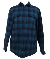 Pánska modro-tmavomodrá kockovaná flanelová zateplená košeľová bunda George