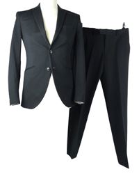 2set - Pánský černý kalhotový společenský oblek Jack&Jones