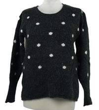 Dámský tmavošedý puntíkovaný svetr H&M