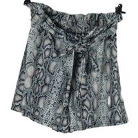 Dámské černo-růžové vzorované sukňové kraťasy s páskem 