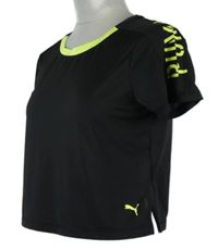 Dámske čierne športové funkčné crop tričko Puma