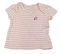 Ružovo-biele pruhované tričko s lienkou zn. Mothercare