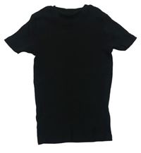 Čierne rebrované tričko Next