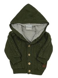 Khaki podšitý prepínaci sveter s kapucňou Topomini