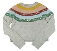 Sivo-farebný crop sveter s flitrami Primark