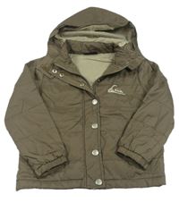 Hnědá šusťáková lehce zateplená bunda s logem a kapucí Quiksilver