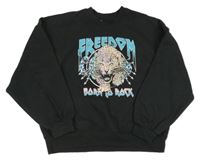 Čierna oversize mikina s tigrom Peacocks