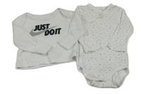 2set- bílé vzorované body+ bílé triko s logem Nike