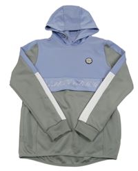 Modro-sivá športová mikina s nášivkou a kapucňou Pep&Co