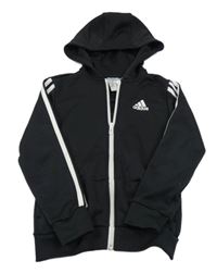 Černá sportovní funkční propínací mikina s logem a kapucí Adidas