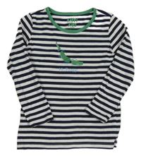 Tmavomodro-bílé pruhované triko s krokodýlem Tchibo