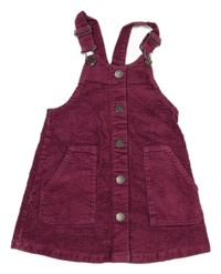 Vínové manšestrové laclové šaty Next