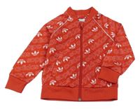 Červená sportovní propínací mikina s logem Adidas