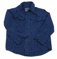 Tmavomodrá kockovaná flanelová košeľa Primark