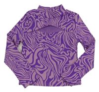 Fialovo-ružové vzorované crop tričko