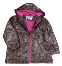 Čierna kvetinová nepromokavá jarná bunda s kapucňou Pocopiano