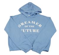 Světlemodrá crop mikina s nápisem a kapucí H&M