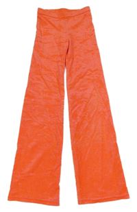 Neónově oranžové zamatové flare legíny