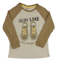 Světlebéžovo-hnedé tričko s topánkami Little kids