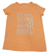 Neónově oranžové tričko s nápismi Yigga