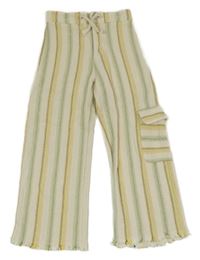 Béžovo-zeleno-oranžové pruhované wide leg nohavice Zara