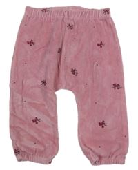 Ružové zamatové tepláky s kvietkami Nutmeg