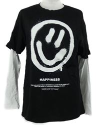 Pánske čierno-biele tričko so smajlíkom