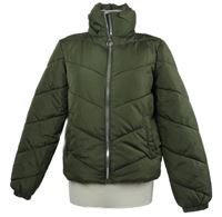 Dámská khaki šusťáková prošívaná zimní bunda s límcem JDY