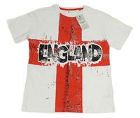 Bílo-červené tričko s potiskem - England Tu