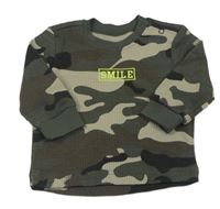 Kaki-béžové army tričko s nápisom