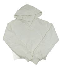 Biela crop mikina s kapucňou H&M