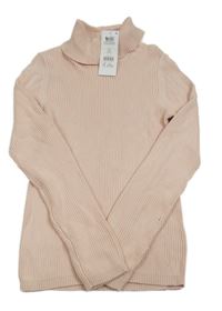 Nové - svetloružový rebrovaný svetrový rolák George