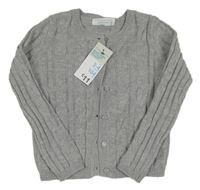 Nové - Šedý propínací svetr s copánky Primark