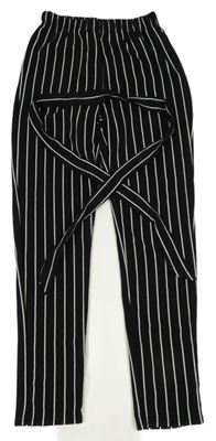 Černo-bílé pruhované kalhoty s páskem Shein