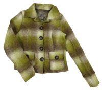 Olivovo-hnedo-biela kockovaná vlnená bunda Next