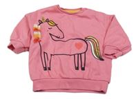 Růžová oversize mikina s jednorožcem F&F