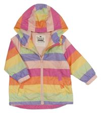 Barevná pruhovaná šusťáková jarní bunda s kapucí F&F