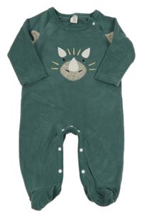 Khaki fleecový overal s dinosaurem Shein