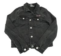 Antracitová tepláková rifľová crop bunda s Minnie H&M