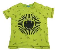 Zelené tričko s lvem a obrázkami Dopodopo