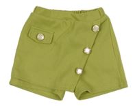 Zelené pletené sukňové kraťasy s knoflíky 