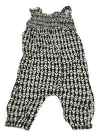 Černo-smetanový vzorovaný kalhotový overal Primark