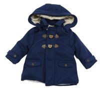 Tmavomodrý zateplený kabát s kapucňou Mayoral