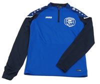 Safírovo-tmavomodrá thermo futbalová mikina so znakom JAKO