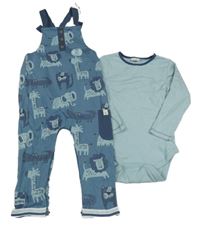 Nové - 2set - Modré na traké tepláky so zvířaty + body