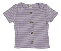 Lila-biele pruhované tričko s gombíkmi Page one young