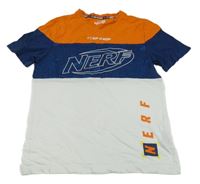 Bílo-tmavomodro-oranžové tričko - Nerf C&A